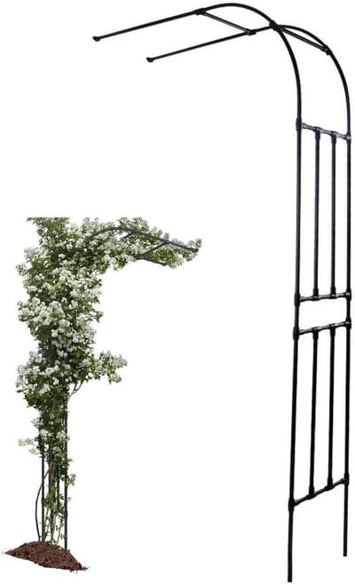 Klimrozenboog - Metalen Tuinboog - Planten Ondersteunen - Roestvrij Duurzaam Materiaal - 220x240cm - Zwart