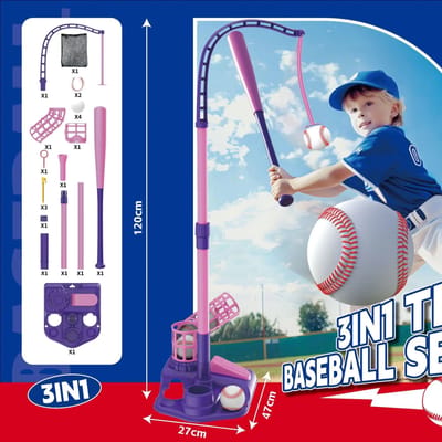 Basebal Set Voor Kinderen Binnen Buiten Sport Speelgoed 3-In-1 Baseball Set Met Werpmachine Verstelbare Teeball Slag Speelgoed Voor Jongens