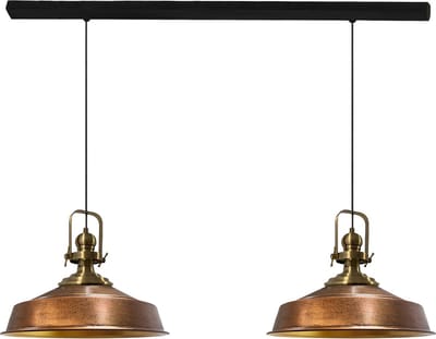 Bamyum Hanglamp Eettafel Koperkleur 2-Lichts 41cm Metaal, Hanglamp Eettafel Woonkamer, Industriële Vintage Hanglamp, Keukenlamp Vintage, Rode Pendellamp