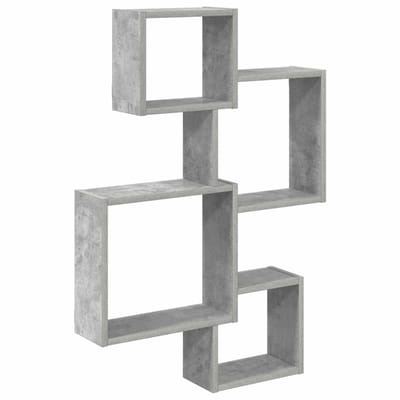 vidaXL - Wand - Kubus - Planken - Muurmontage - Betongrijs - 64 - x - 13,5 - x - 91,5 - cm