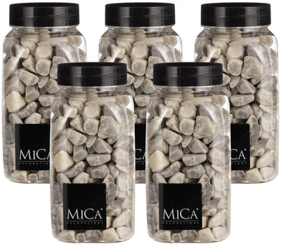 Mica Decorations decoratie stenen - 5x - 650ml - lichtgrijs mix - hobby steentjes - sier stenen