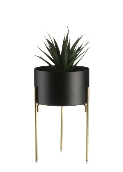 LoftPlant Elegance - Plantenstandaard - Modern loftdesign - Staalconstructie - Goudkleurig met zwarte inzet - 20 cm