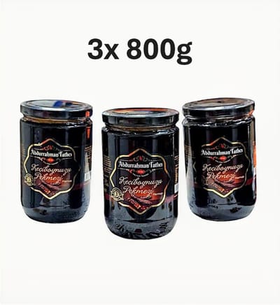 Abdurrahman Tatlici Keciboynuzu Pekmezi 3x 800g – 100% Natuurlijke Johannesbroodmelasse – Zonder Toegevoegde Suiker – Puur & Onbewerkt – 2400g Voordeelverpakking