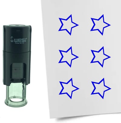 CombiCraft Stempel Open Ster 10mm rond - blauwe inkt
