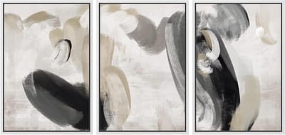 Canvas Wanddecoratie Set - Abstracte Kunst - Woonkamer Aankleden - Hoge Resolutie Print - 3x 16x24 inch - Zwart Bruin
