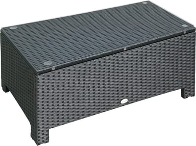 Outsunny Rattan Salontafel - Metaal - 85x50x39cm - Zwart