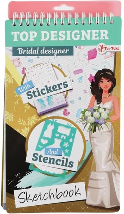 Schetsboek Met Stickers - Tekenen - Kleuren - Activiteitenboek - Model Boek - Top Designer - Tekenboek - Meisje - Verjaardagscadeau - Kinderfeestje - Ontwerpen - Mode Tekenboek - Top Model Design - Modeontwerper Schetsboek - 14 x 25 cm