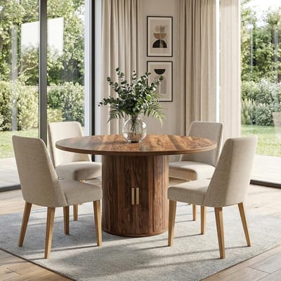 Eettafel Rond - Uitschuifbare Tafel - Gezellige Maaltijden - Houten Onderstel - 110x110x75 cm - Rustiek Bruin