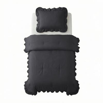 Sleeptime 2 in 1 Dekbed Ruffles - Dekbed zonder Overtrek - Wasbaar Dekbed - 140x200 - Antraciet