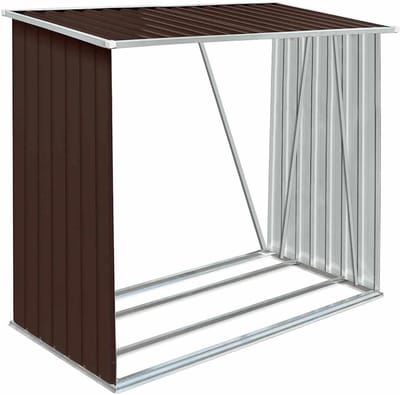 Houtopslag Schuur - Brandhout Opslag - Droog Bewaren - Waterbestendig Dak - 163x83x154 cm - Bruin