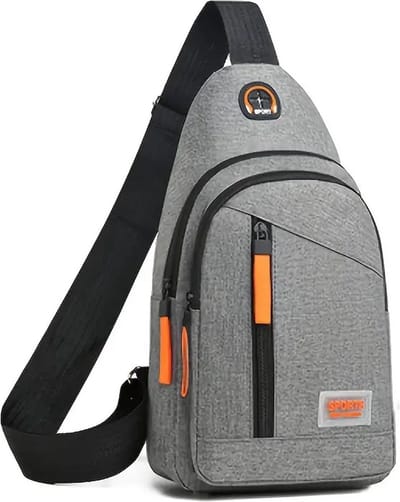 Crossbody Tas Heren Met 3 Vakken I Schoudertas I Heuptas I Sling Bag I Met Hoofdtelefoon Kabel Opening I Anti Diefstal I Waterafstotend I Grijs