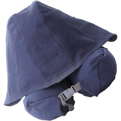 Hoodie Reiskussen Kussen met Capuchon Verstelbaar Ergonomisch Reisnekkussen voor Vliegtuigvlucht