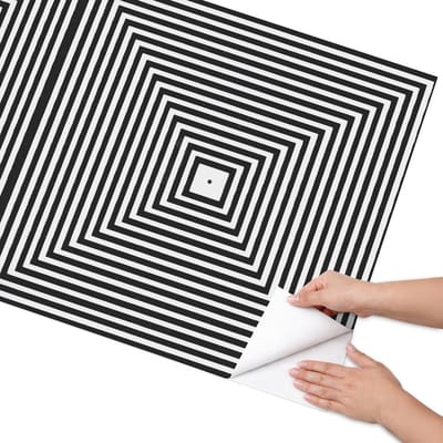 Coloray Meubel Wrap Folie - Zwart Meubelfolie - 75x150 cm - Decoratiefolie Vierkante illusie - Meubel Wrap Folie - Geometrische Meubelfolie - Plakfolie Meubels - Keuken decoratie - Geometrie