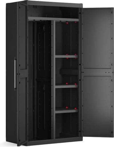 Keter Detroit XL Opslagkast - 2 deuren - 4 Etageres inclusief 2 verstelbaar - L 89 x D 54 x H 182 cm - zwart