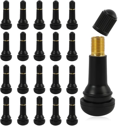 Rubberen ventielen, 20 stuks, universele bandenventiel, metalen ventielinzetstuk, autoventiel, snap-in autobanden, ventiel, zwart, rubberen ventiel, banden voor auto, motorfiets, fietsen