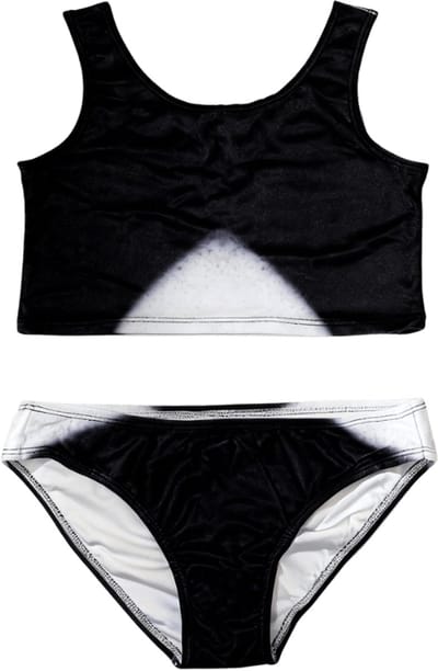Mermaid Sisters bikini set voor meisjes - Zwart/Wit - Maat 104-122 - Zeemeermin zwemkleding