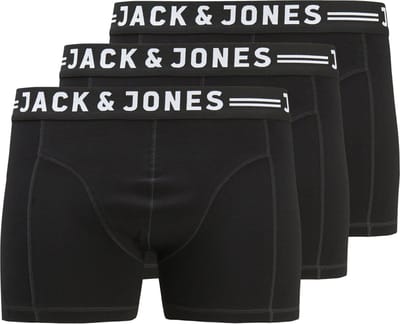 Jack & Jones Plus Size Boxershorts Heren Trunks SENSE 3-Pack Zwart - Maat 6XL - Grote maten