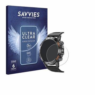 Savvies - Screenprotector voor Lemfo Smartwatch 1.39" - Folie Beschermfolie transparant 6 Stuks