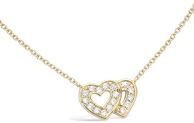 CHIVAL - Ketting 18K Verguld Goud "Double Love" – Hart, Luxe, Hypoallergeen, Elegant, Perfect Cadeau voor Haar, Zirkonia, Valentijn, Liefde, Moederdag, Romantiek, Vriendschap, Sieraad, Geschenkverpakking