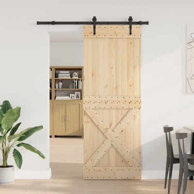 vidaXL - Schuifdeur - NARVIK - Naturel - en - Zwart - 85 - x - 210 - cm - (152,5 - cm)