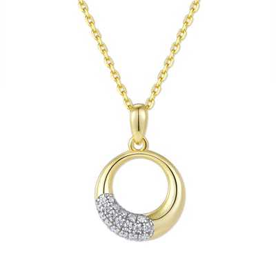 9NB-1690 – Zilveren open ronde ketting – Met zirkonia – Goudkleurig – 925 zilver – 40+5 cm