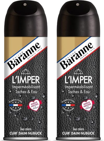 2 x Baranne - Impermeabilising Stains and Rain for All Genuine Leather - Shoe Waterproofing - Preserves the Flexibility of Materials - Spray Bottle - 200 ml (Pack of 2)