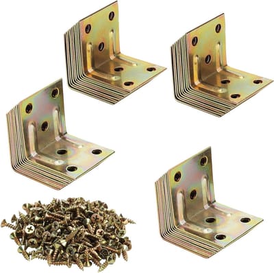 40 Stuks Hoekbeugels 30 x 30 x 29mm met Schroeven, Metalen L-vormige Beugels voor Meubels, Kasten en Planken