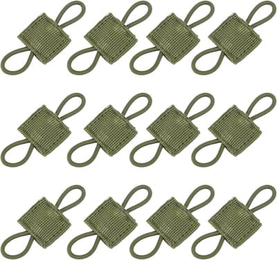 Famanu – 12-delige Molle-accessoireset, met banden, clips en bevestigingsriemen, legergroen