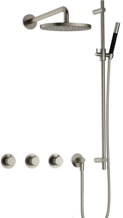 Hotbath Cobber X - CX7067 - Inbouw Regendoucheset - Geborsteld Nikkel - 2 Stopkranen - Thermostatisch - Wandarm 40 cm - Hoofddouche 200 mm - Staafhanddouche - Glijstang 900 mm - Waterbesparend