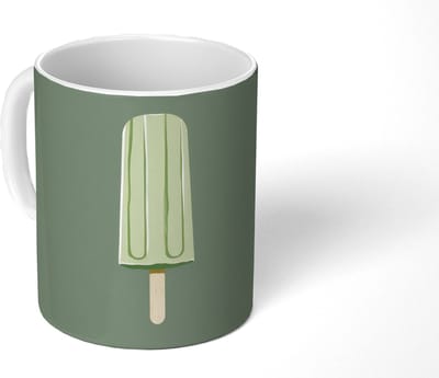 Mok - Koffiemok - Groen - Waterijsje - Stokje - Illustratie - Mokken - 350 ML - Beker - Koffiemokken - Theemok