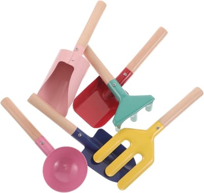 Houten Tuingereedschap Set - Buitenspeelgoed Peuters - Spelen in Zandbak - Gladde Houten Handgrepen - Diverse Maten - Meerdere Kleuren