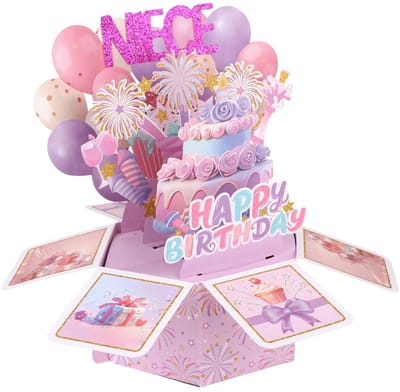 Dailygoods- Pop-upkaart Kleurrijk - Verjaardagskaart met Envelop - 3D-Kaart - Kinderfeestje - Creatieve Decoraties - Aandenken 22x22x21,5 cm