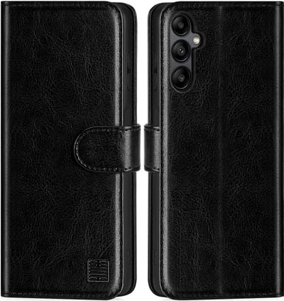 Geschikt voor Samsung Galaxy A15 4G/5G - Kaartsleuven - Magnetische Sluiting en Ingebouwde Standaard- Portemonnee PU Lederen Flip Hoesje - Zwart