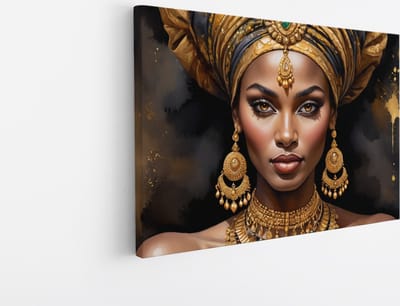 Saammp Canvas Schilderij - Afrikaanse Vrouw - abstract - Sieraden - 30x20 - Foto op canvas - Wanddecoratie - Muurdecoratie Woonkamer - Slaapkamer decoratie - Canvas Print