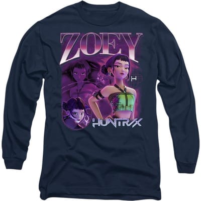 K-Pop Demon Hunters Unisex Volwassenen Huntr/X Zoey Lange Mouwen T-Shirt (Navy)