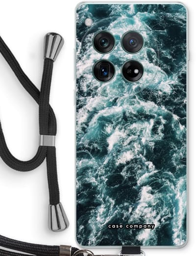 Case Company® - Hoesje met koord geschikt voor OnePlus 12r hoesje met Koord - Zee golf - Telefoonhoesje met Zwart Koord - Bescherming aan alle Kanten en Over de Schermrand