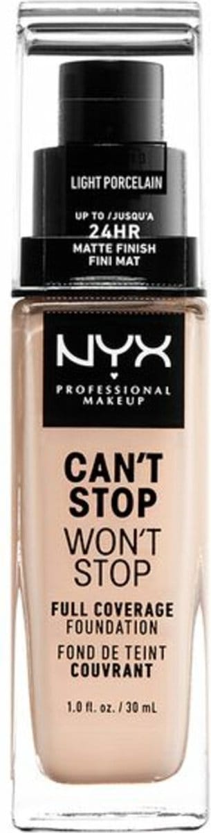 Nyx Professional Makeup Can't Stop Won't Stop Foundation - Light Porcelain - Volledig Dekkende Foundation - Zeer Licht