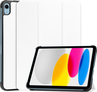 Hoes - Geschikt voor Apple iPad A16/A18 (2022/2025/2026) - 10.9 & 11 inch (10e, 11e & 12e generatie) - Dun & Stevig - Trifold Bookcase - Hard Cover - Hardcover Book Case - Tablet Hoesje - Wit