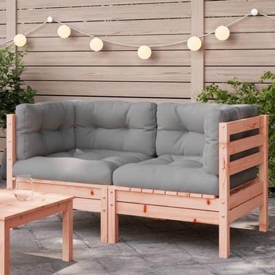 Houten Hoekbank - Modulaire Zitting - Buiten Ontspannen - Massief Douglas Hout - 63x63x62.5 cm - Grijs