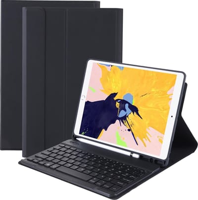 Hoes - Geschikt voor Apple iPad 8 (2020) - 10.2 inch - 8e Generatie - Toetsenbord Case - Keyboard Book Cover - Hoesje - Zwart