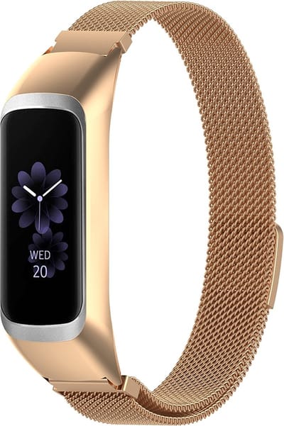 By Qubix - Compatible Samsung bandje - Milanese band - Champagne goud - Geschikt voor Samsung Galaxy Fit 2