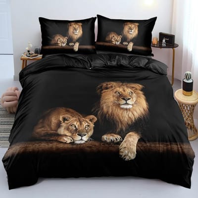 Black Lion dekbedovertrek laken kussen driedelige beddengoedset 240x220cm 3pcs
