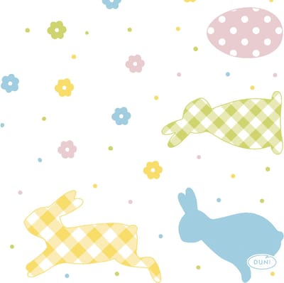 Duni Paas thema servetten Bunnies and Eggs - 20x - pasen print - 24 x 24 cm - feestservetten - Paasontbijt tafeldecoratie servetjes