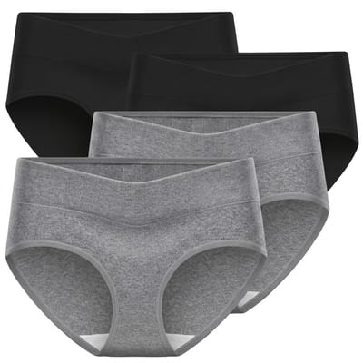 Grijs zwart sport onderbroek dames naadloos 4 pack maat L– effen dames sport ondergoed met hoge taille en minimalistisch ontwerp – naadloze sportonderbroeken voor sport en dagelijks gebruik