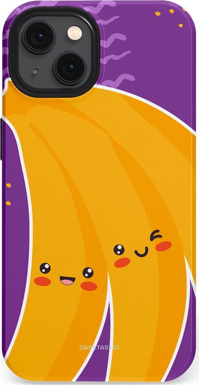 Casetastic hoesje geschikt voor Apple iPhone 13 - MagSafe - Dubbellaagse bescherming - Blije Banaan - Fashion Case - Lavendel Geel