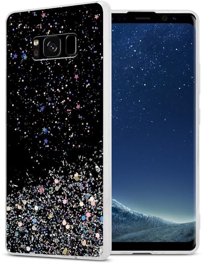 Cadorabo Hoesje geschikt voor Samsung Galaxy S8 PLUS in Zwart met Glitter - Beschermhoes van flexibel TPU silicone met fonkelende glitters Case Cover Etui