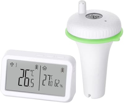 Inkbird IBS-P02R Drijvende Zwembadthermometer met Binnentemperatuur-Vochtigheidsmonitor - Groot Scherm IPX7 Waterdicht - Zwembad bubbelbad Vijver Jacuzzi Spa Jacuzzi accesoires