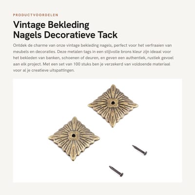 Dailygoods- Bekleding Nagels 100 Stuks - Metalen Tags - Decoratieve Tack Stud - Gladde Nagels - Vierkante Spijker - Groen Brons - Ijzer - Meubelnagels