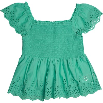 Korte blouse met geborduurde oogjes 557992 voor meisjes