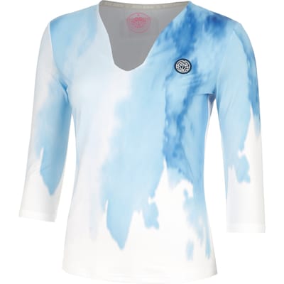 BIDI BADU Watercolour V-Neck Longsleeve Dames-Wit,Blauw
